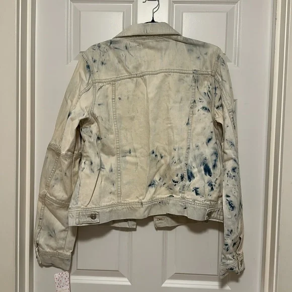 FREE PEOPLE Jone Tie Dye Blue Denim Jean Jacket NEW - Picture 4 of 5
